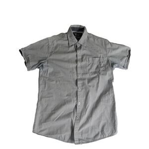 Broken Threads Shirt Mens Medium Gray Micro Print Short Sleeve Button Up
